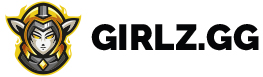 Logo of Girlz.gg. We have a grey and yellow female warrior. We also have the name of the website which is Girlz.gg right to the female warrior.